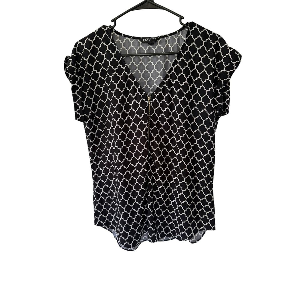 Express Blouse Black White Women's M